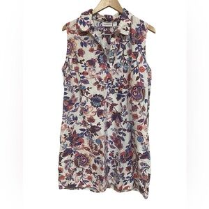 IB Diffusion Shirt Dress Multi Floral Paisley Womens XL Sleeveless 1/2 Button Up